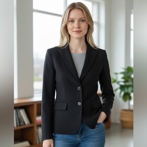 Isaac Mizrahi Black Women's Blazer - Elevated Office Workwear, Chic - Size 10